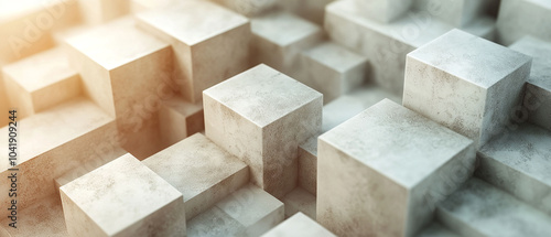 Abstract geometric blocks on light background, 3d render, Background wallpaper design