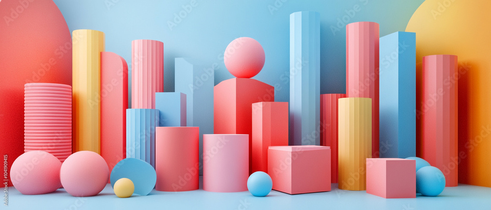Abstract geometric blocks on light background, 3d render, Background wallpaper design Abstract geometric blocks on light background, 3d render, Background wallpaper design