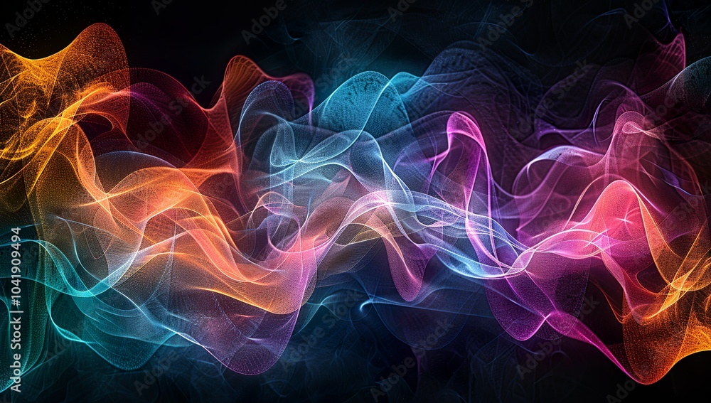 A digital art piece featuring vibrant, flowing sound waves in various colors... A digital art piece featuring vibrant, flowing sound waves in various colors...
