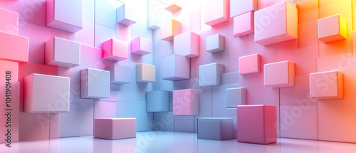 Abstract geometric blocks on light background, 3d render, Background wallpaper design