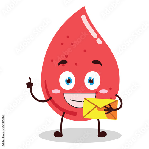 cute happy expression of blood bring envelope letter cartoon character