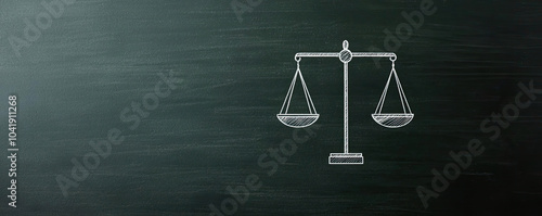 Illustration of a balance scale on a chalkboard background, symbolizing justice and equality in the legal field.