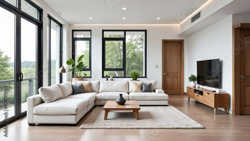 Wallpaper Mural Living room loft, industrial style, room furnished in a minimalist style. Torontodigital.ca