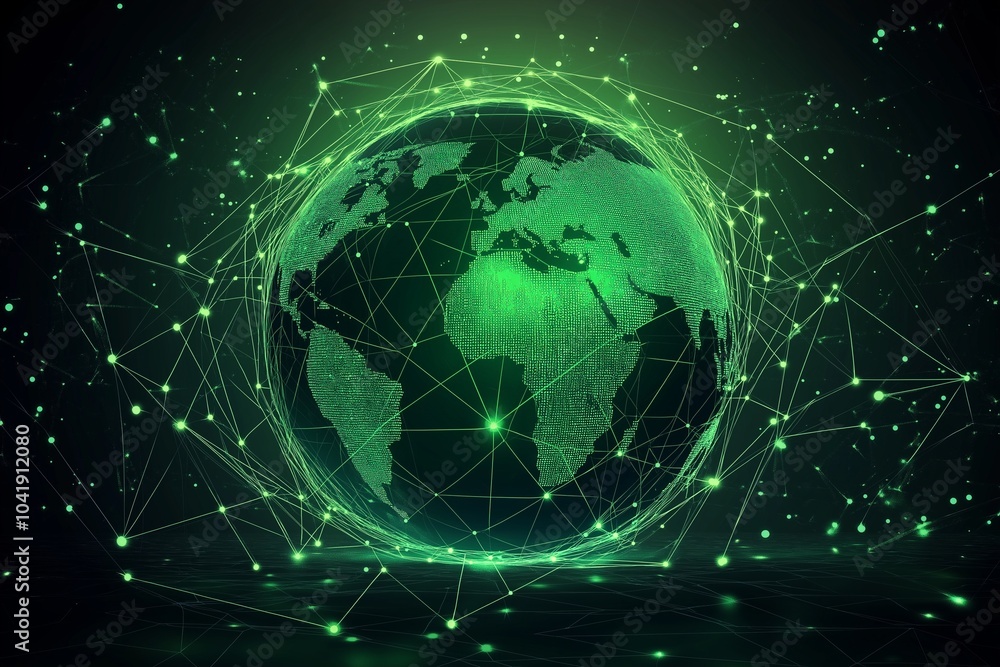 Map of the planet. Global social network. Future. Vector.Green futuristic background with planet Earth. Internet and technology. Floating Green plexus geometric background. Map of the planet. Global social network. Future. Vector.Green futuristic background with planet Earth. Internet and technology. Floating Green plexus geometric background.