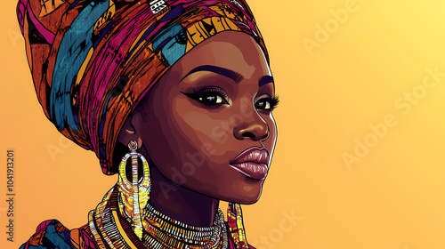 African attire. zulu woman in traditional african fashion portrait. Zulu Tribe. Illustration