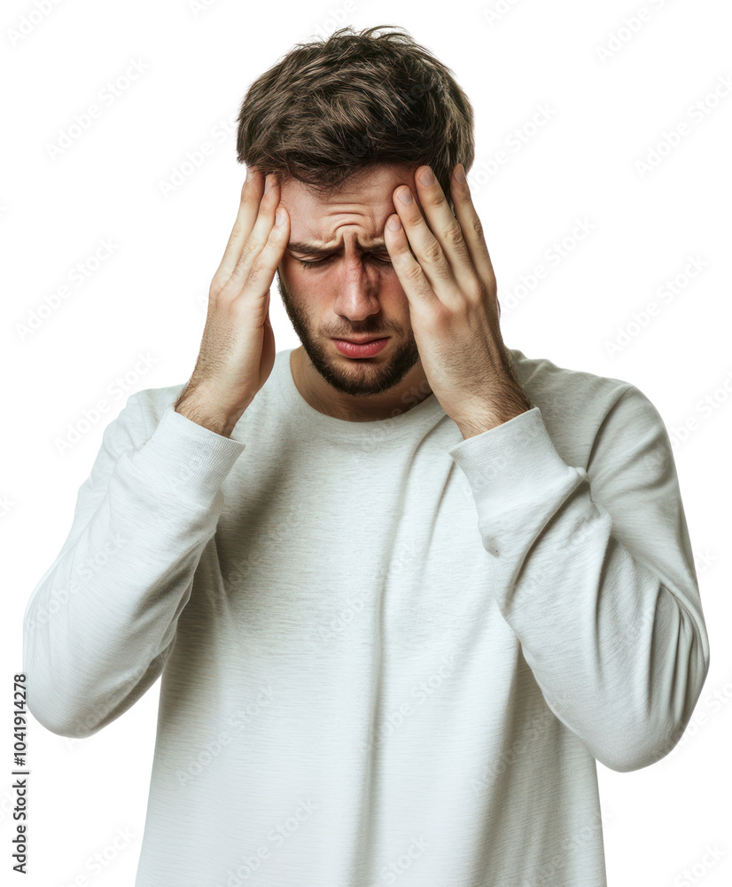 Fototapeta premium PNG Real man background headache white.