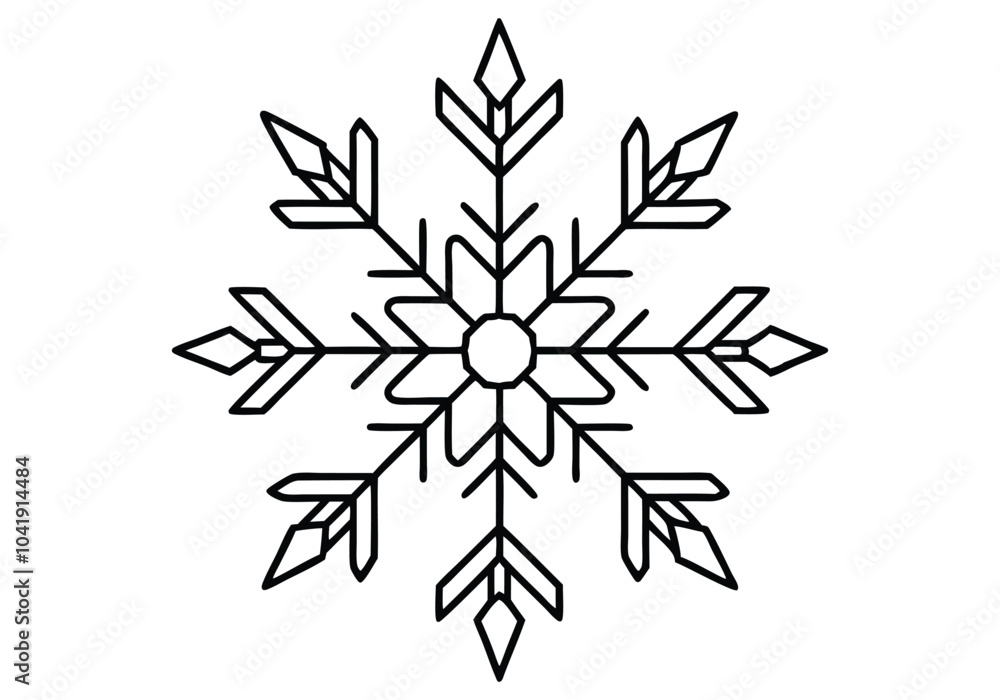 Continuous Line Drawing of a Snowflake – Winter-Themed Minimalist Art Continuous Line Drawing of a Snowflake – Winter-Themed Minimalist Art