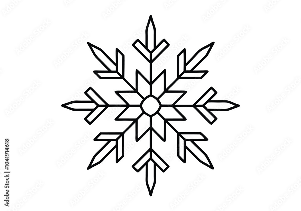 Continuous Line Drawing of a Snowflake – Winter-Themed Minimalist Art Continuous Line Drawing of a Snowflake – Winter-Themed Minimalist Art