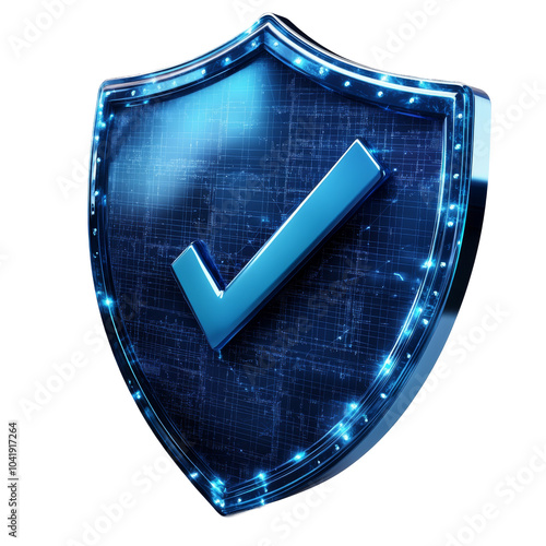 Secure digital shield with checkmark