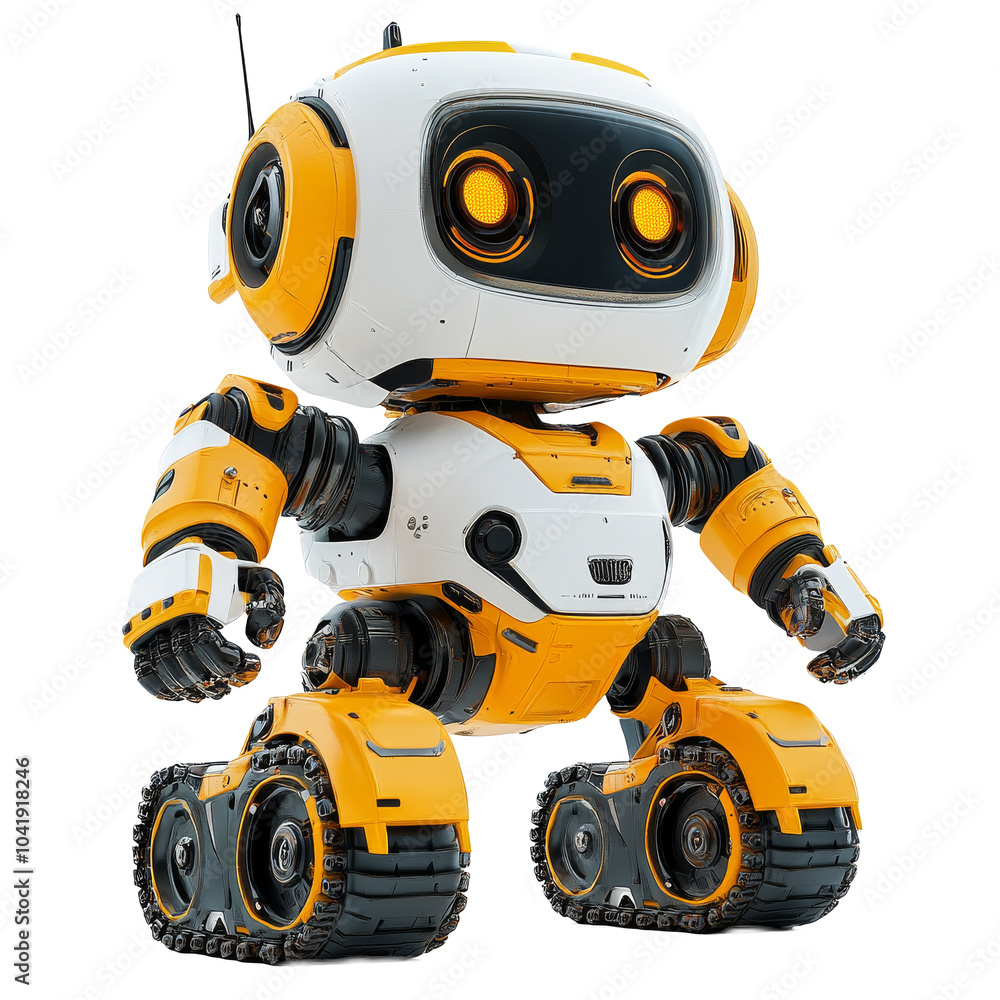 Friendly wheeled robot in a lab Friendly wheeled robot in a lab