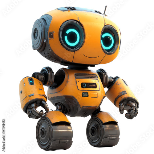 Playful orange robot with bright eyes