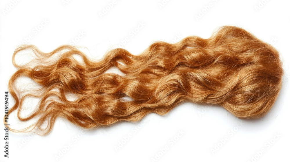 Curly blond hair lock, isolated on a white background, showcasing natural curls and volume. The texture is defined, with a shiny, healthy appearance. --chaos Curly blond hair lock, isolated on a white background, showcasing natural curls and volume. The texture is defined, with a shiny, healthy appearance. --chaos