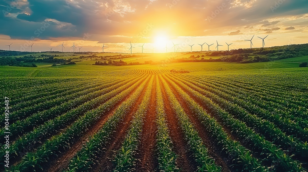 A serene landscape featuring windmills and lush trees against a vibrant yellow background, capturing the essence of nature and renewable energy. A serene landscape featuring windmills and lush trees against a vibrant yellow background, capturing the essence of nature and renewable energy.