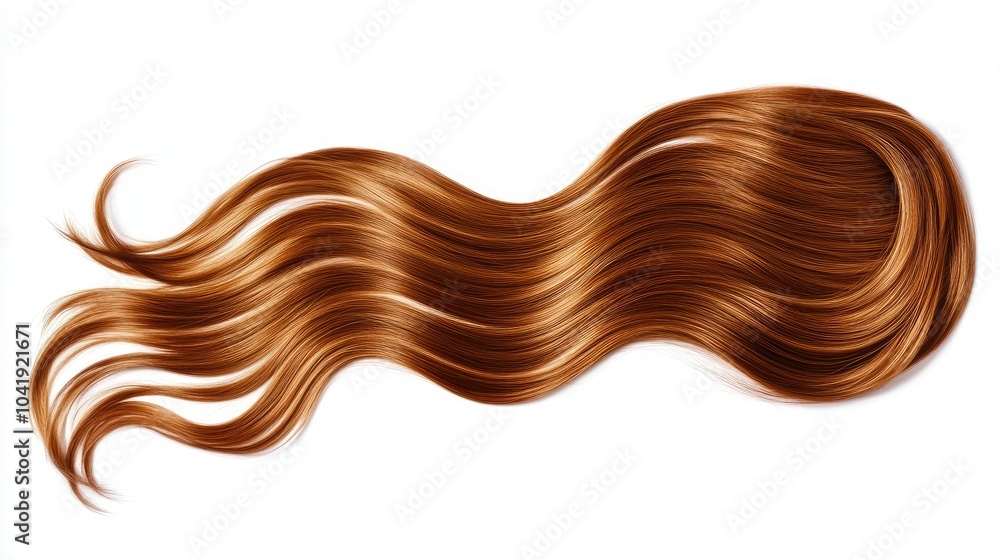 Loose strand of wavy, light brown hair, isolated on a white background. The texture is soft and natural, with a gentle sheen and natural volume. --chaos Loose strand of wavy, light brown hair, isolated on a white background. The texture is soft and natural, with a gentle sheen and natural volume. --chaos