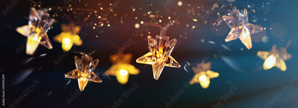 Background with Christmas and New Year's bokeh. Flickering light