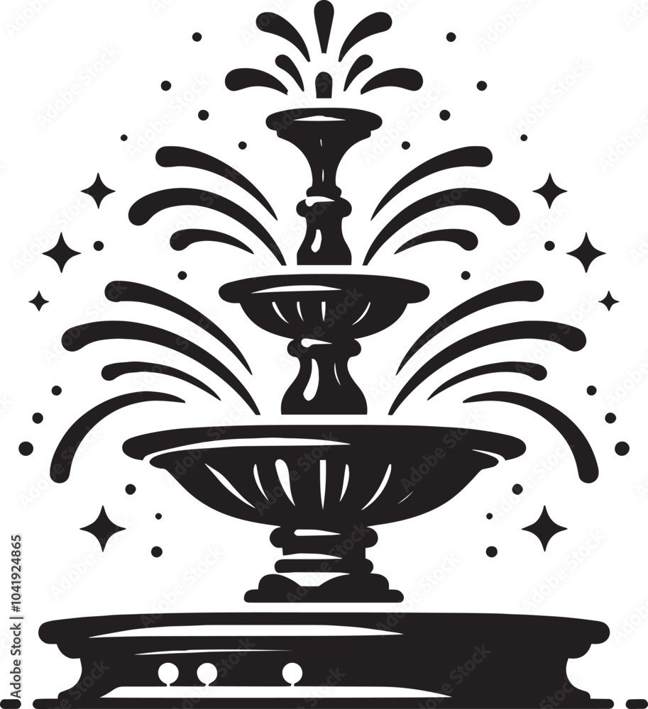 Water fountain silhouette vector illustration isolated on a white background Water fountain silhouette vector illustration isolated on a white background