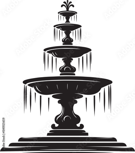 Water fountain silhouette vector illustration isolated on a white background