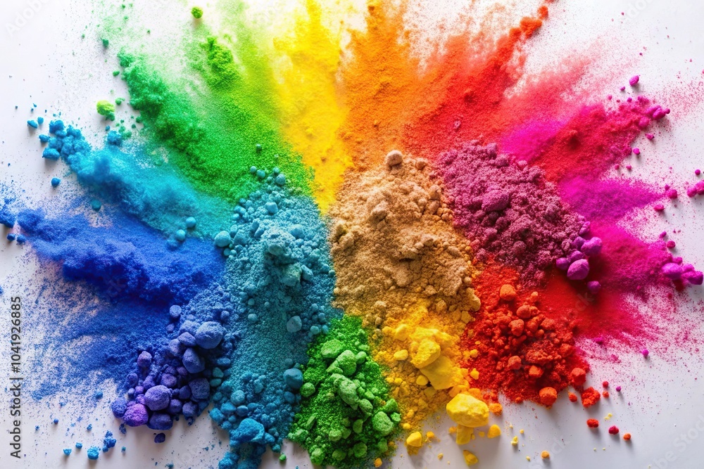 Obraz premium Colorful rainbow holi paint powder explosion on white background