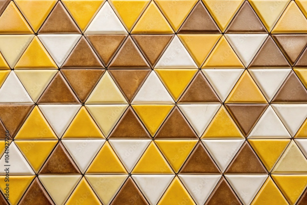 Colorful tile background with yellow, brown, and white triangle tiles Colorful tile background with yellow, brown, and white triangle tiles