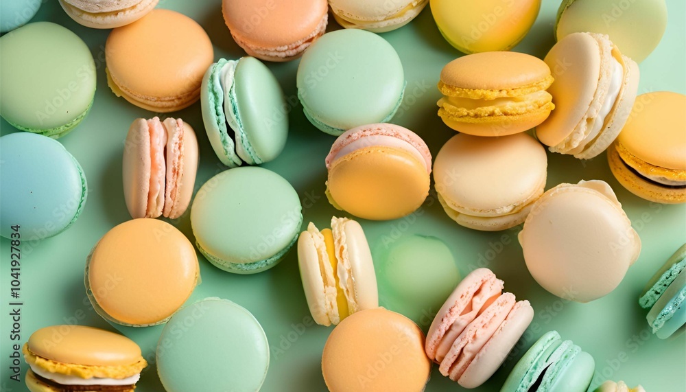 Obraz premium A soft pastel background with macaron, Generative AI