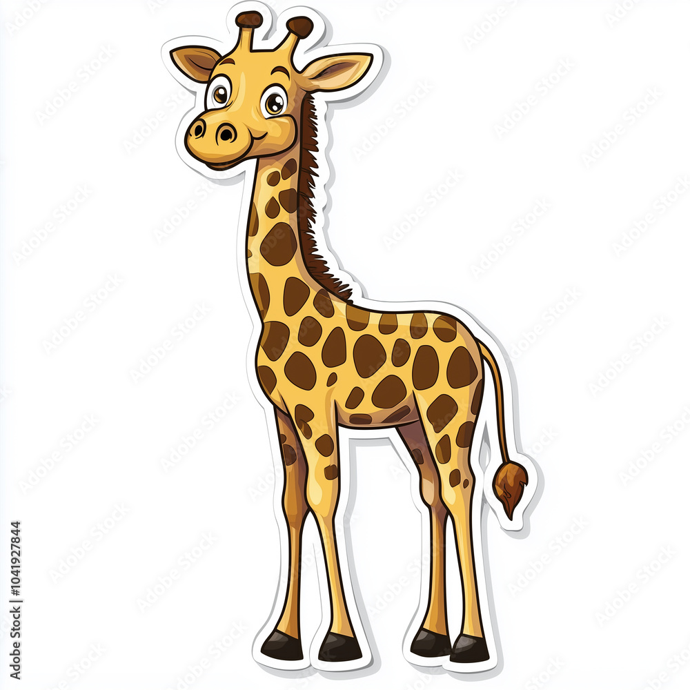 Charming cartoon giraffe sticker standing tall Charming cartoon giraffe sticker standing tall