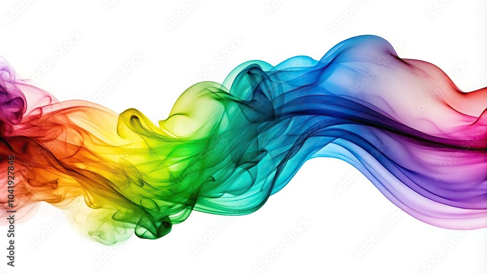 Colorful wave rainbow gradient ink smoke on white background Colorful wave rainbow gradient ink smoke on white background