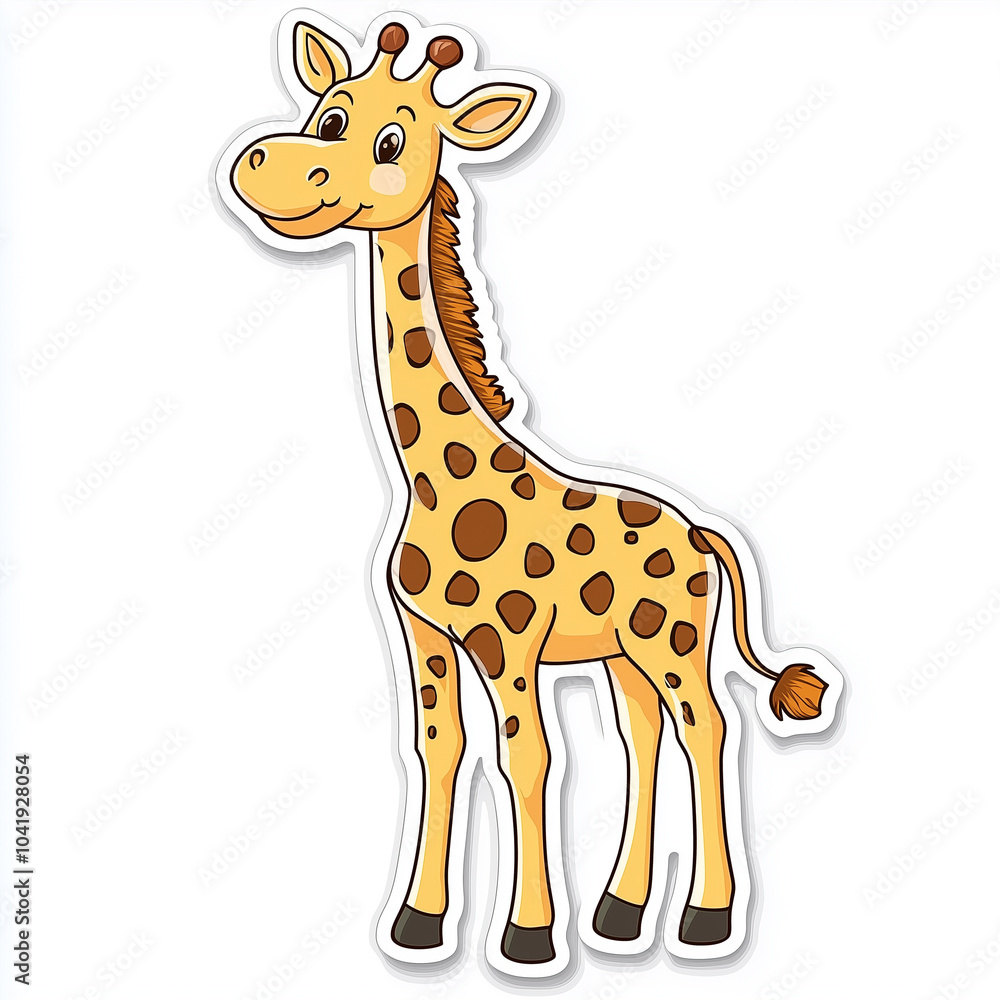 Charming cartoon giraffe sticker standing tall Charming cartoon giraffe sticker standing tall