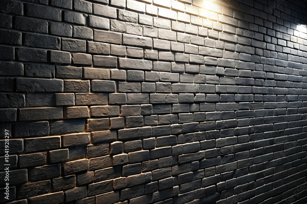 Contemporary black brick wall with atmospheric lighting and depth of field Contemporary black brick wall with atmospheric lighting and depth of field