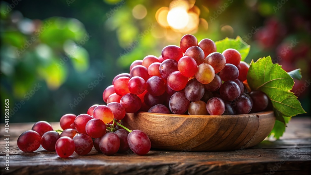 Long Exposure Photography of Red Grapes in a Wooden Bowl - Fresh and Juicy Fruit Still Life Long Exposure Photography of Red Grapes in a Wooden Bowl - Fresh and Juicy Fruit Still Life