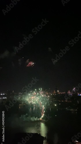 A fireworks in the night sky