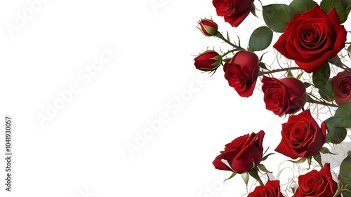 crown of red roses isolated on transparent backgound.