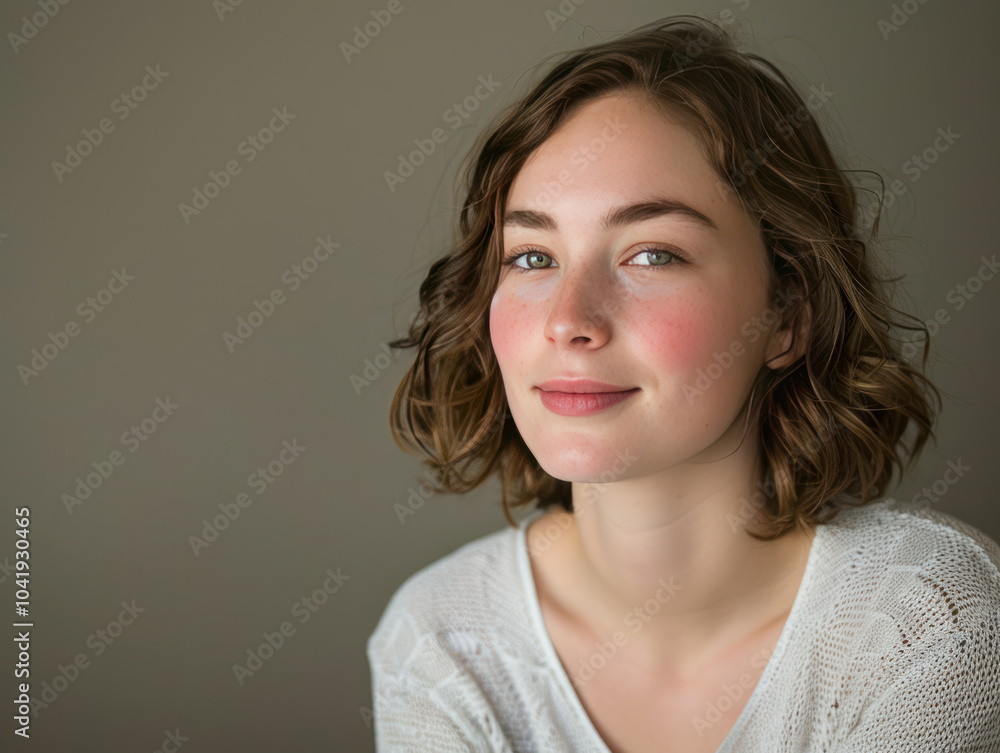 A classic senior portrait in a studio setting with soft lighting, capturing the subject's gentle smile and wise expression