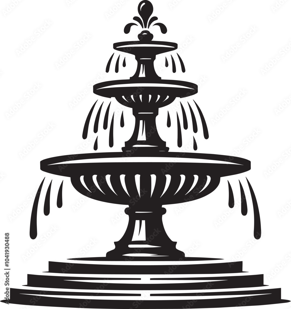 Water fountain silhouette vector illustration isolated on a white background Water fountain silhouette vector illustration isolated on a white background