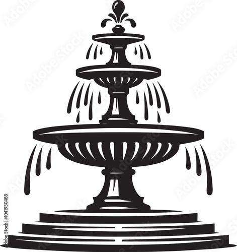 Water fountain silhouette vector illustration isolated on a white background