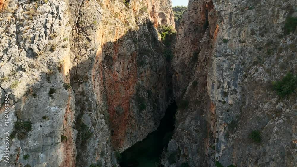 Drone View of Canyon, Antalya with Crystal-Clear Turquoise Waters and No Crowds Drone View of Canyon, Antalya with Crystal-Clear Turquoise Waters and No Crowds