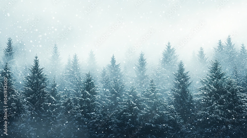 Snowy Forest Landscape with Misty Atmosphere Snowy Forest Landscape with Misty Atmosphere