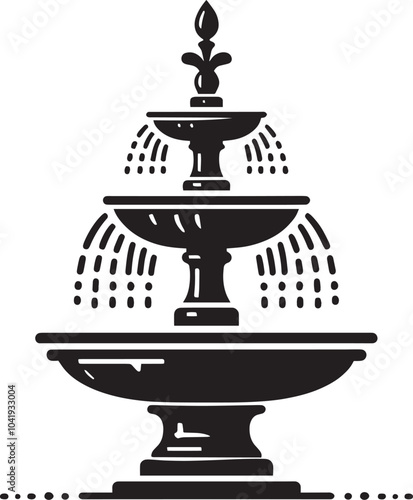 Water fountain silhouette vector illustration isolated on a white background