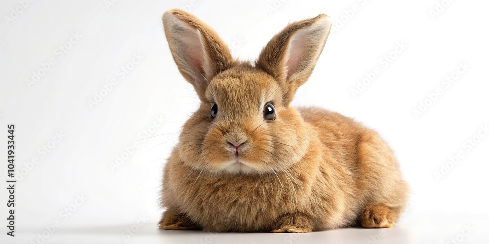 Forced perspective of a brown fluffy plump Easter bunny created using