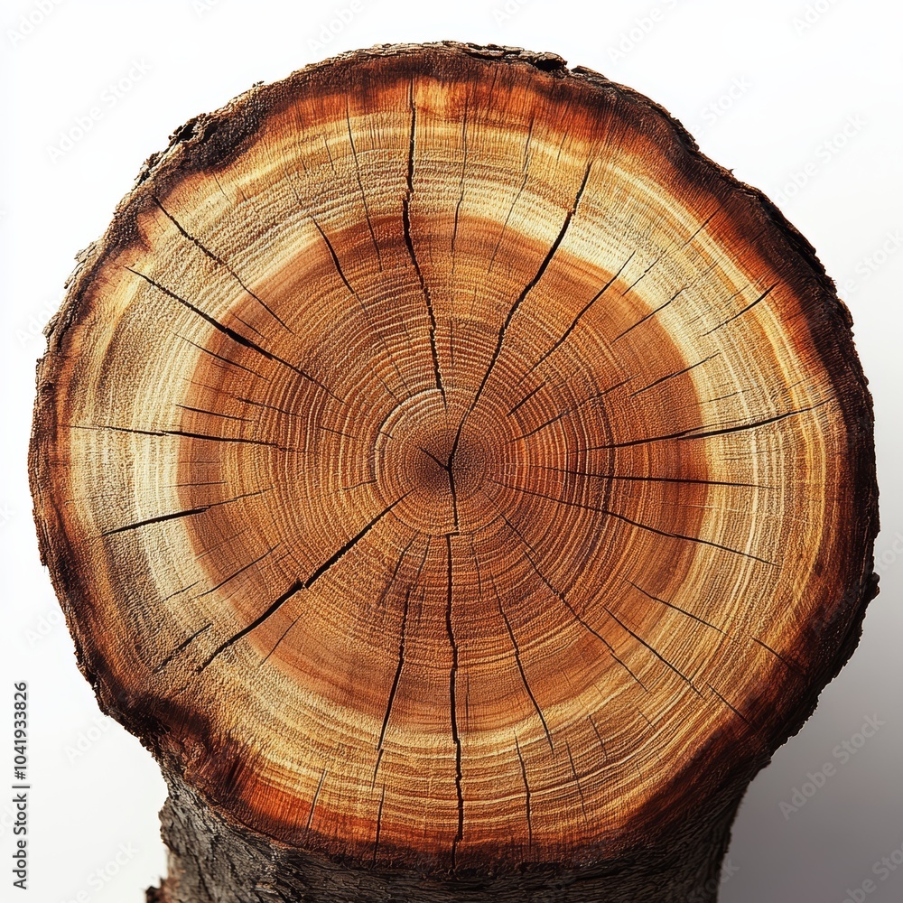 Obraz premium Close-up of a tree stump showcasing intricate wood grain patterns and growth rings.
