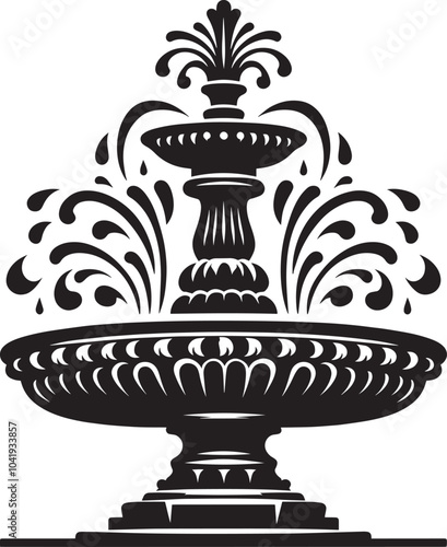 Water fountain silhouette vector illustration isolated on a white background