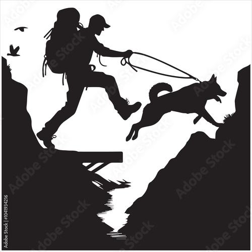 Hiker people joyfully jump from a cliff, framed by a stunning sunset, symbolizing exhilaration and the spirit of adventure.