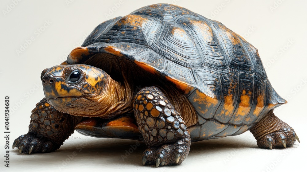 Fototapeta premium A detailed depiction of a tortoise showcasing its unique shell patterns.