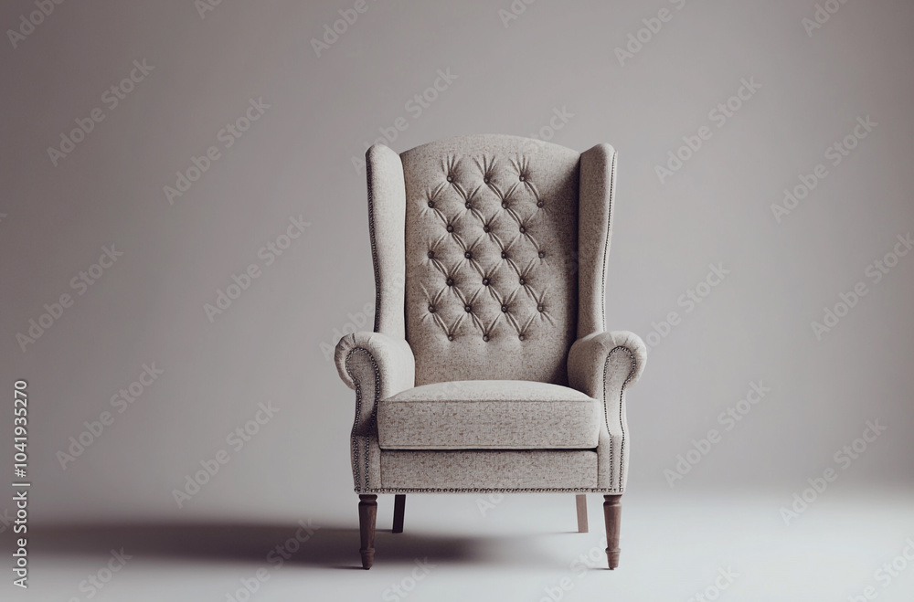 a classic wingback chair with high back and tufted fabric upholstery a classic wingback chair with high back and tufted fabric upholstery