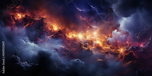 Fiery clouds in space