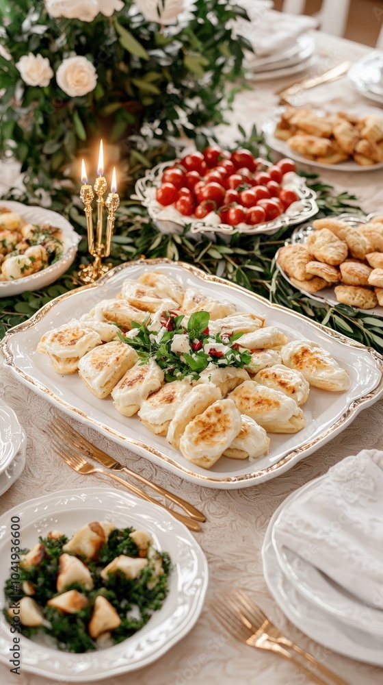 Delightful Culinary Presentation Featuring Exquisite Dishes and Fresh Ingredients on a Festive Table Delightful Culinary Presentation Featuring Exquisite Dishes and Fresh Ingredients on a Festive Table