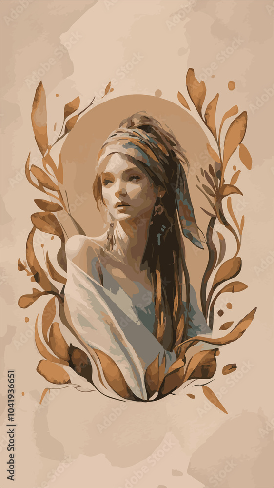 floral boho woman abstract poster floral boho woman abstract poster