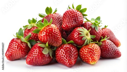 Fresh strawberries on white background isolated with shallow depth of field