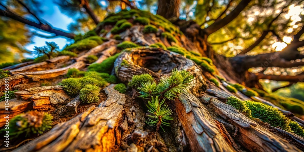 Fototapeta premium Macro Photography of Old Pine Svol with Detailed Textures and Natural Elements for Nature Lovers and Photographers