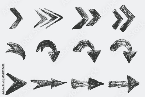 arrows in hand drawn rough texture in vector