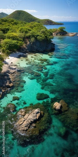 Tropical island with clear blue water